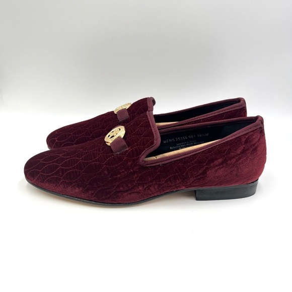 Stacy Adams Mens Valet Red Quilted Velour Velvet Bit Slip On Loafers Sho… - Picture 10 of 12